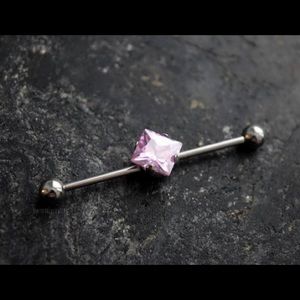 Pink crystal industrial body jewelry